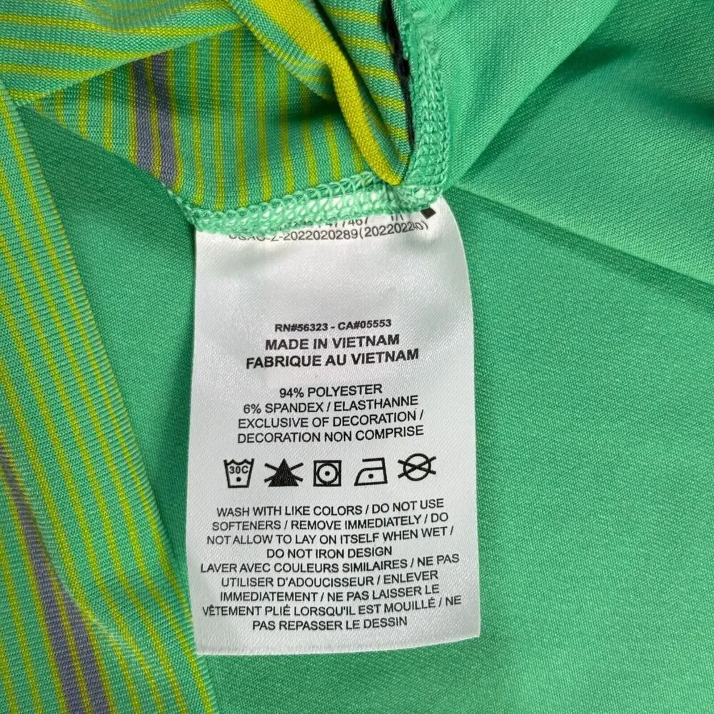 Nike Dri-FIT Tiger Woods Golf Polo Shirt Mens Med Green Striped DR5318-363‎